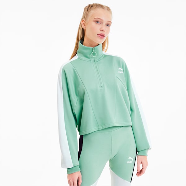 Tailored For Sport Women's Cropped Half Zip Jacket, Mist Green, extralarge