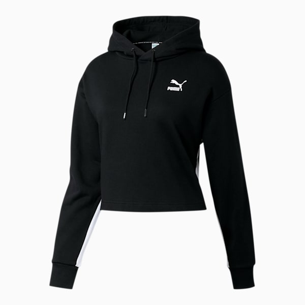 Classics Women's Cropped Hoodie, Cotton Black-White, extralarge