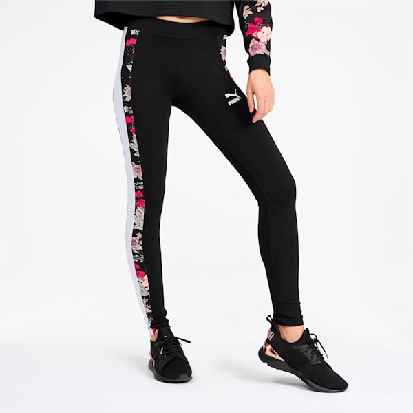 Trend Women's Graphic Leggings, Cotton Black-Floral, extralarge