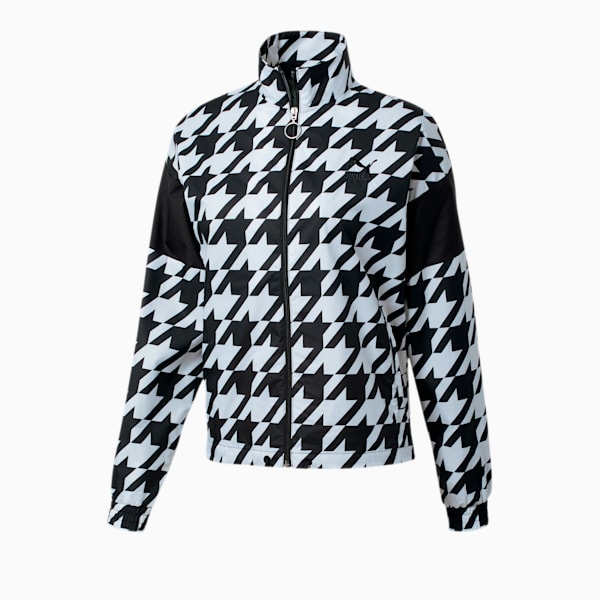 Trend Women's Track Jacket, Puma Black-Houndstooth AOP, extralarge