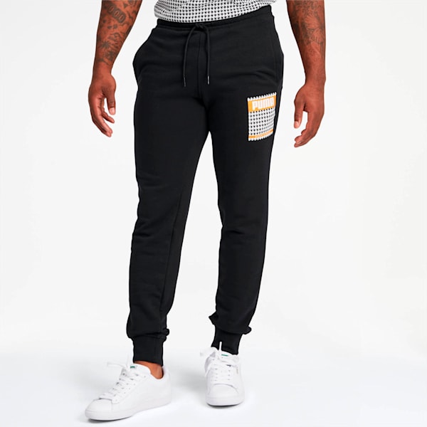 Trend Men's Sweatpants, Cotton Black-Houndstooth, extralarge