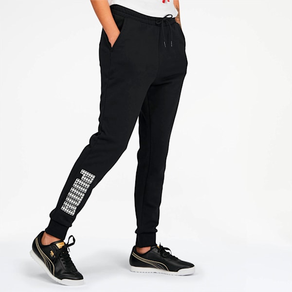 Trend Women's AOP Sweatpants, Cotton Black-Houndstooth, extralarge