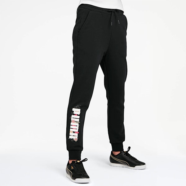 Trend Women's AOP Sweatpants, Cotton Black-Floral, extralarge
