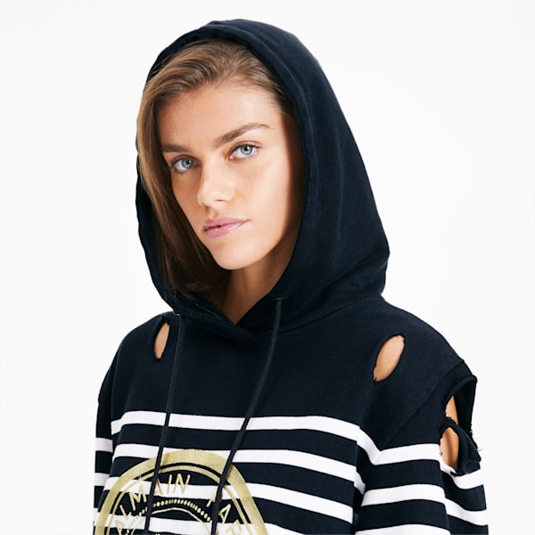 PUMA x BALMAIN Women's Striped Hoodie, Puma Black, extralarge