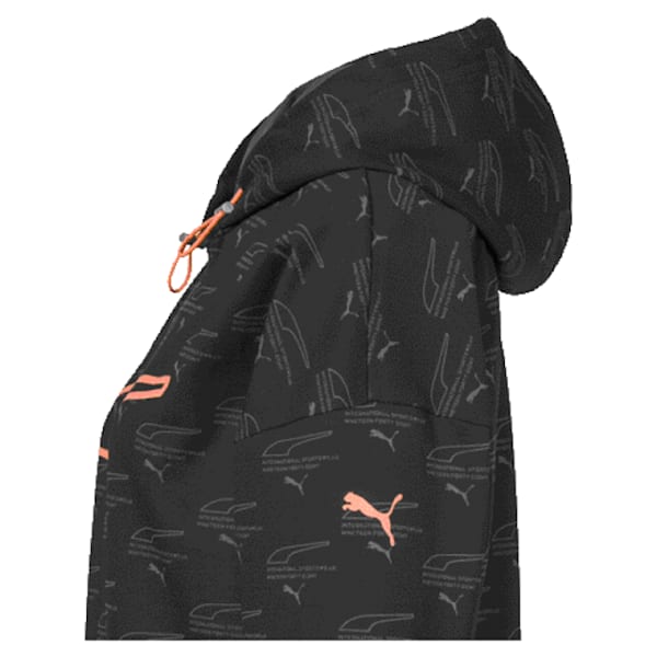 Evide Women's AOP Hoodie, Puma Black-fizzy orange, extralarge
