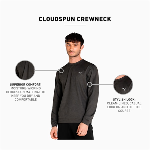 CLOUDSPUN Crew Men's Golf Sweat Shirt, Puma Black Heather