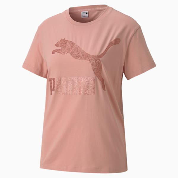 Classics Women's Logo Tee, Bridal Rose-glitter, extralarge