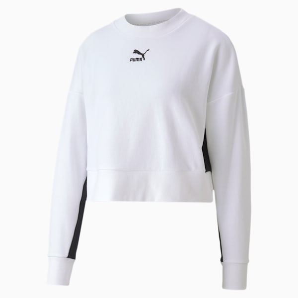 Classics Women's Cropped Crewneck Sweatshirt, Puma White, extralarge