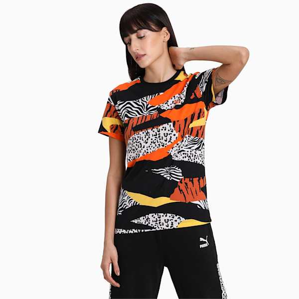 Classics Women's AOP Logo Tee, Puma White-AOP, extralarge