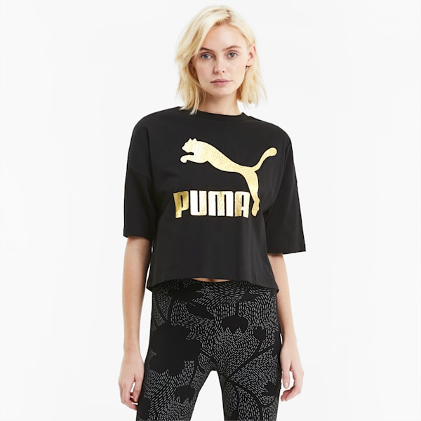 Classics Women's Loose Fit Tee, Puma Black-puma white, extralarge