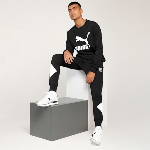 Classics Logo Men's Crew Neck Sweater, Puma Black, extralarge-IND