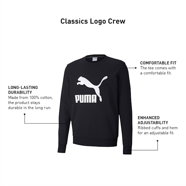 Classics Logo Men's Crew Neck Sweater, Puma Black, extralarge-IND