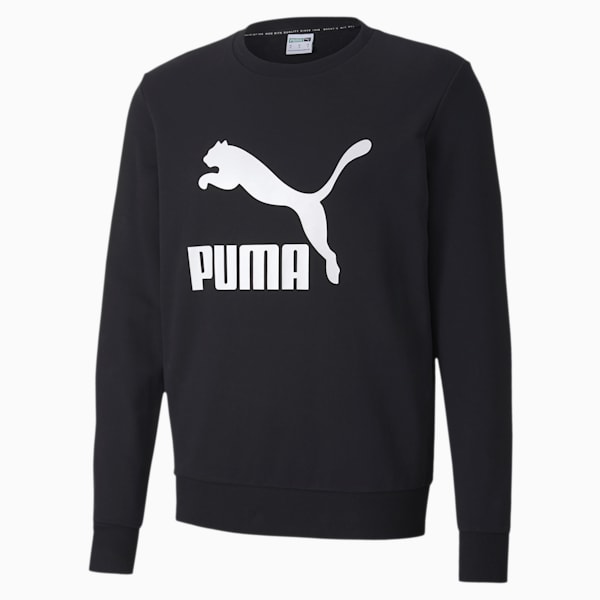 Classics Logo Men's Crew Neck Sweater, Puma Black, extralarge-IND