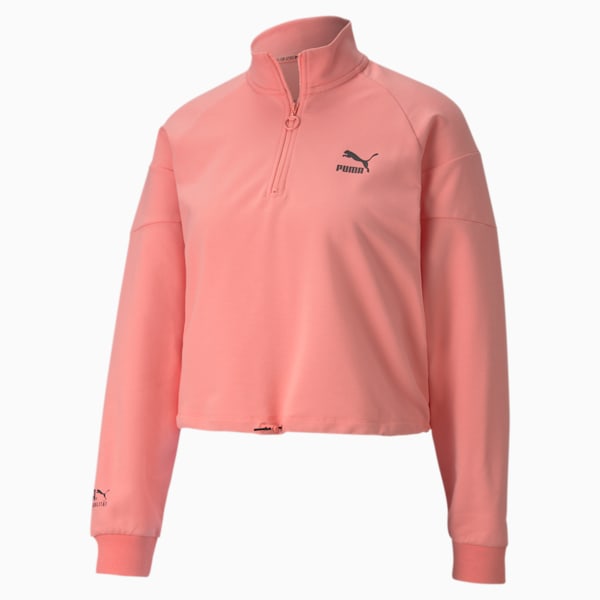 Tailored for Sport Women's Half Zip Sweatshirt, Salmon Rose, extralarge