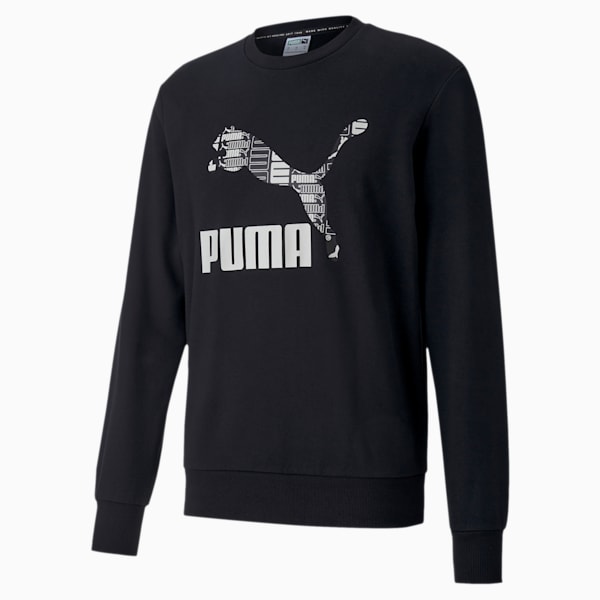 Classics Men's Graphic Crewneck Sweatshirt, Puma Black-Puma White, extralarge