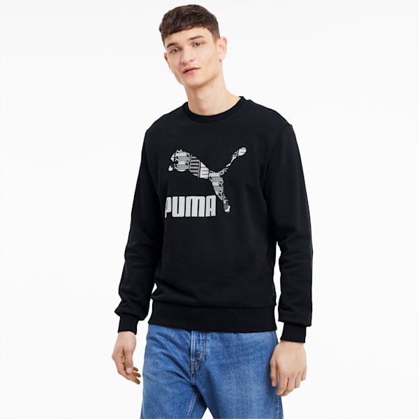 Classics Men's Graphic Crewneck Sweatshirt, Puma Black-Puma White, extralarge