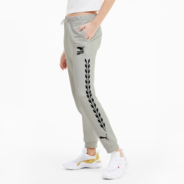 Evide Graphic Relaxed Fit Knitted Women's Track Pants, Vaporous Gray, extralarge-IND