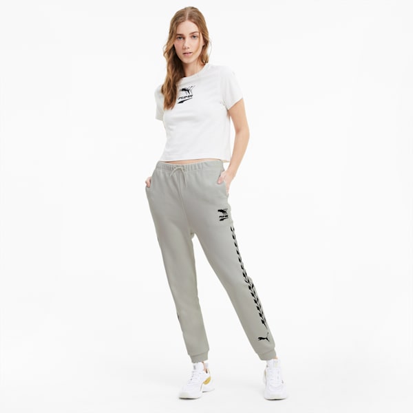 Evide Graphic Relaxed Fit Knitted Women's Track Pants, Vaporous Gray, extralarge-IND