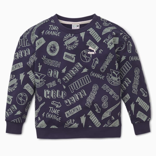T4C Printed Kids' Crew Neck Sweater, Peacoat, extralarge-IND