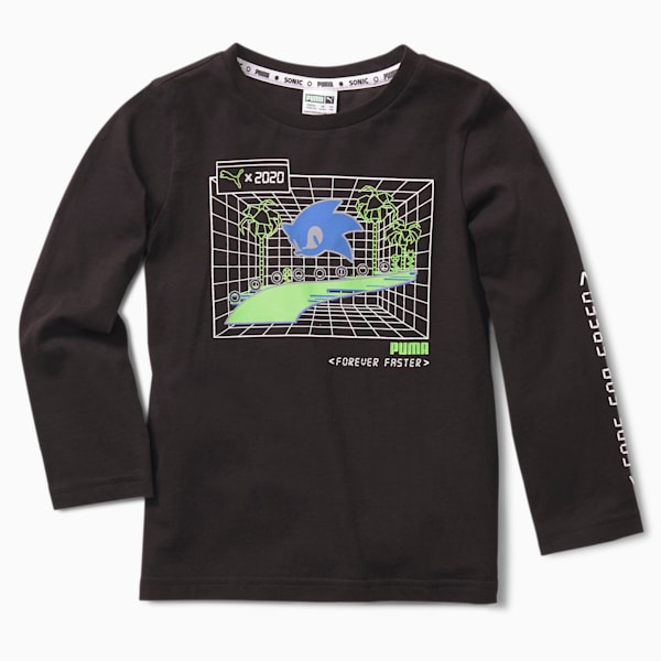 PUMA x SEGA Boys' Long Sleeve Tee, Puma Black, extralarge