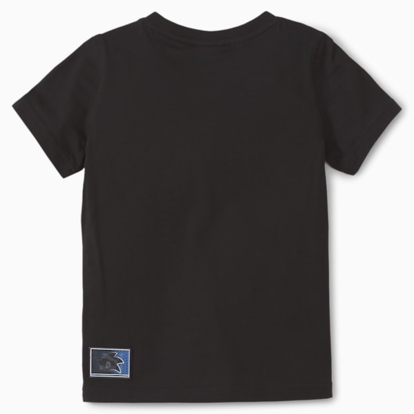 PUMA x SEGA Kids' Crew Neck T-Shirt, Puma Black-Palace Blue, extralarge