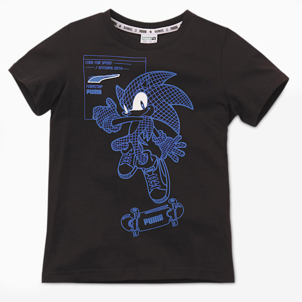 PUMA x SEGA Kids' Tee, Puma Black-Palace Blue, extralarge