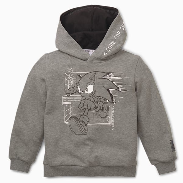 PUMA x SEGA Boys' Hoodie, Medium Gray Heather, extralarge