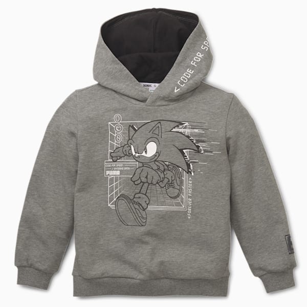 PUMA x SEGA Kids' Hoodie, Medium Gray Heather, extralarge