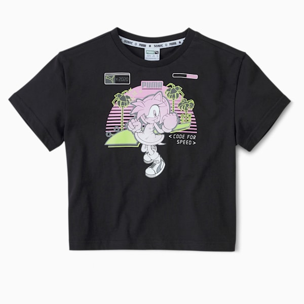 PUMA x SEGA Girls' Tee, Puma Black, extralarge