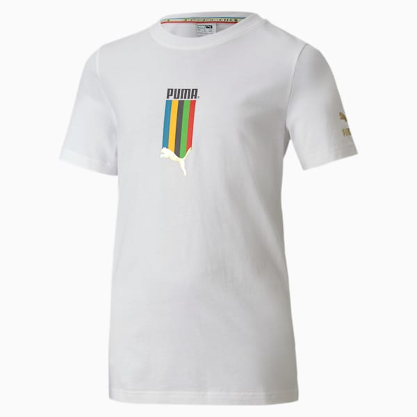 Tailored for Sport Unity Boys' Graphic Tee, Puma White-5 continents, extralarge