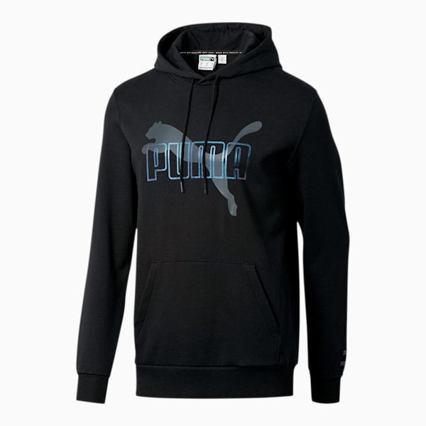 Iridescent Men's Hoodie, Cotton Black, extralarge