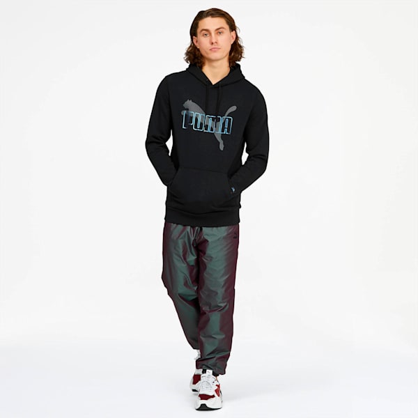 Iridescent Men's Hoodie, Cotton Black, extralarge