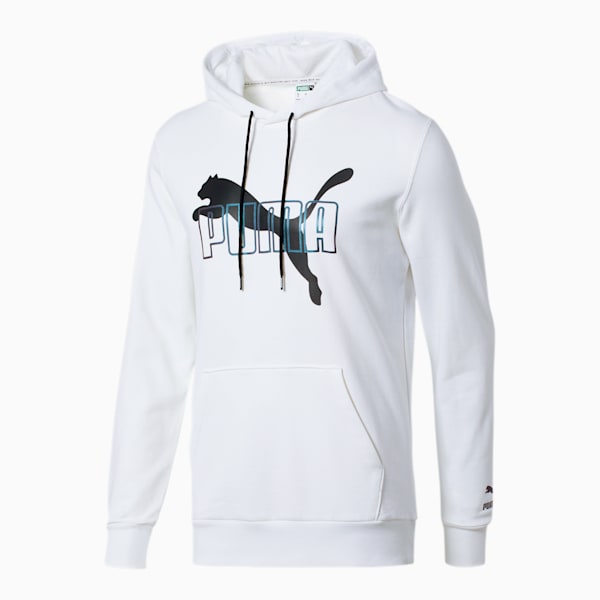 Iridescent Men's Hoodie, Puma White-Black, extralarge