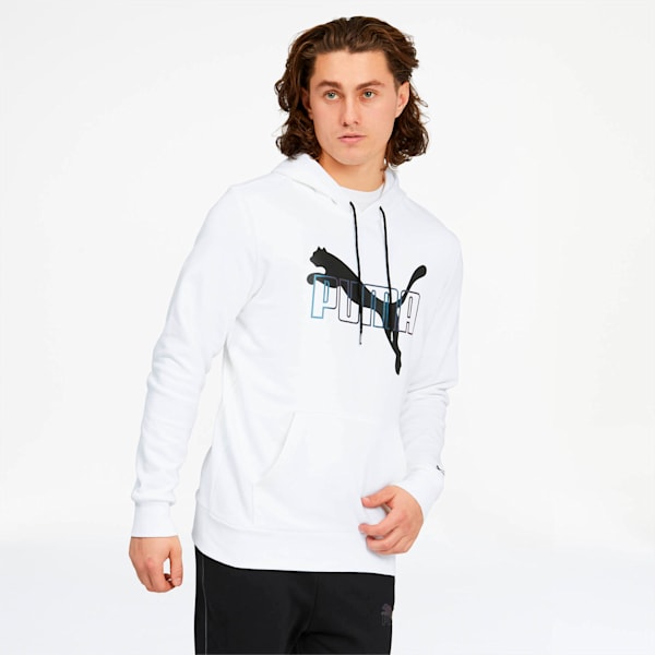 Iridescent Men's Hoodie, Puma White-Black, extralarge