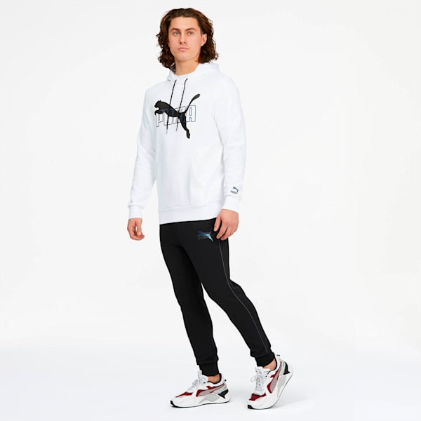 Iridescent Men's Hoodie, Puma White-Black, extralarge