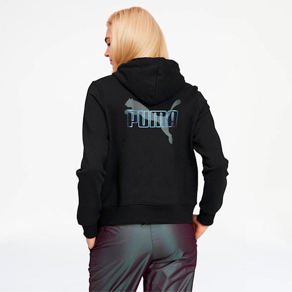 Iridescent Women's Hoodie, Cotton Black, extralarge