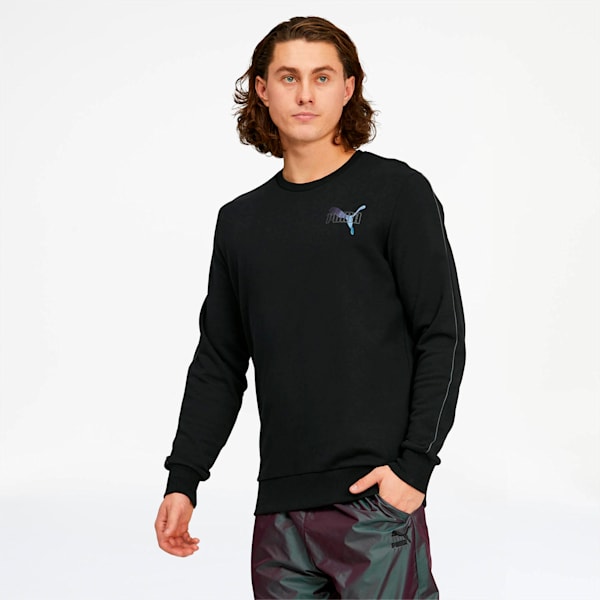 Iridescent Men's Crewneck Sweatshirt, Cotton Black, extralarge