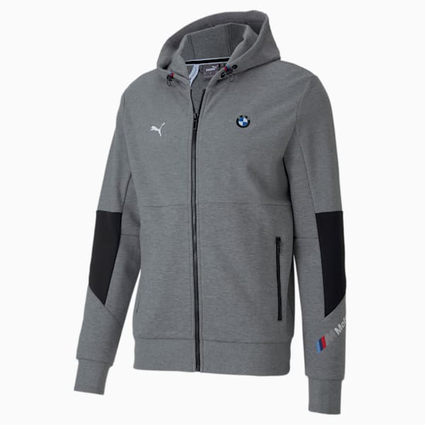 BMW M Motorsport Regular Fit Hooded Men's Sweat Jacket, Medium Gray Heather, extralarge-IND