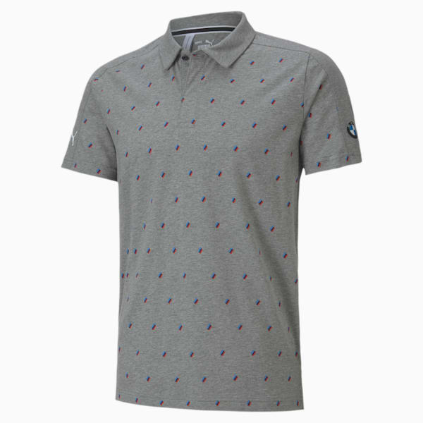 BMW M Motorsport Men's AOP Polo, Medium Gray Heather, extralarge