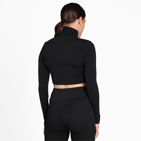 Evide Long Sleeve Women's Crop Top, Puma Black, extralarge-IND
