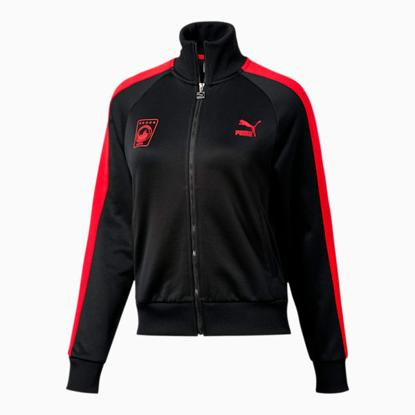 NYC Women's T7 Track Jacket, Puma Black-High Risk Red, extralarge