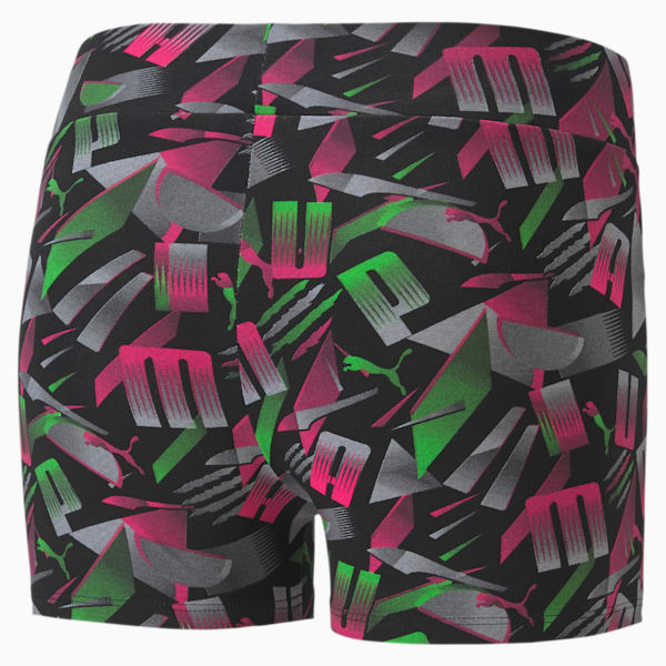 PUMA Sport Women's AOP Micro Shorts, Cotton Black-AOP-Purple, extralarge