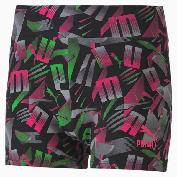 PUMA Sport Women's AOP Micro Shorts, Cotton Black-AOP-Purple, extralarge