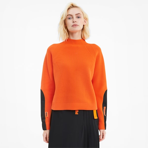 PUMA x CENTRAL SAINT MARTINS Women's Chunky evoKNIT Sweater, Dragon Fire, extralarge