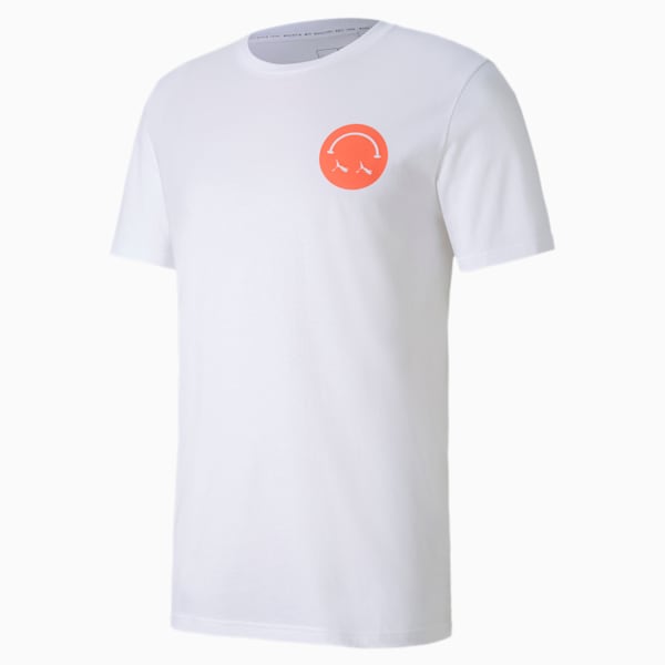 Streetwear Men's Graphic Tee, Puma White-Smiley, extralarge