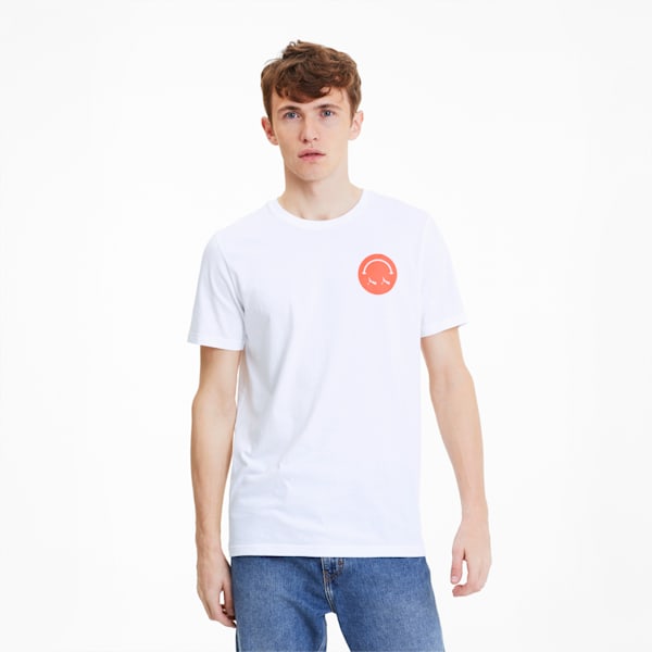 Streetwear Men's Graphic Tee, Puma White-Smiley, extralarge