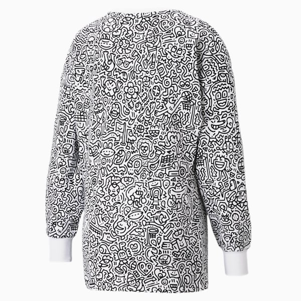 PUMA x MR DOODLE Printed Women's Crew Neck Sweater, Puma White-AOP, extralarge-IND