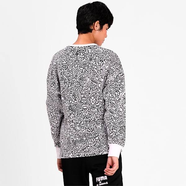 PUMA x MR DOODLE Printed Women's Crew Neck Sweater, Puma White-AOP, extralarge-IND