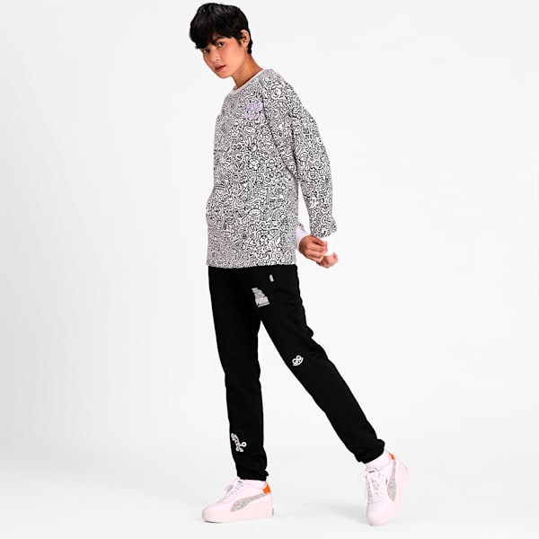 PUMA x MR DOODLE Printed Women's Crew Neck Sweater, Puma White-AOP, extralarge-IND