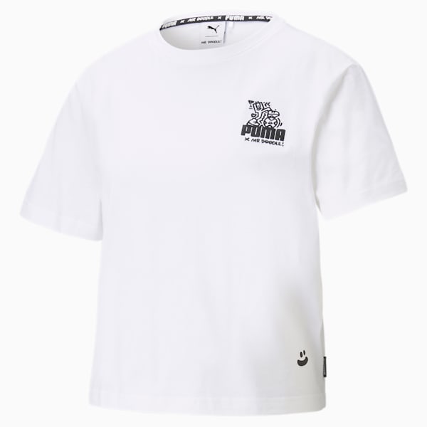 PUMA x MR DOODLE Women's Cropped Tee, Puma White, extralarge